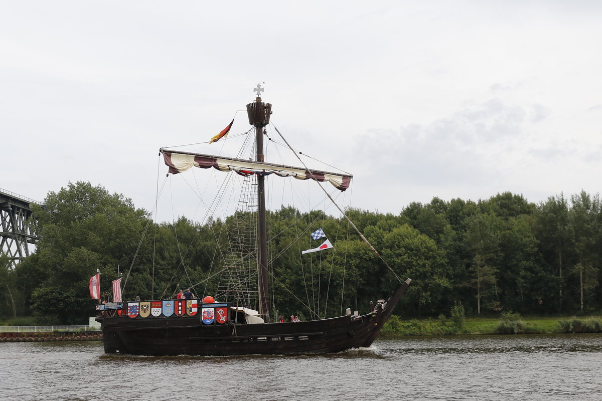 Altes Segelschiff auf dem Nord-Ostsee-Kanal am 15. August 2017.