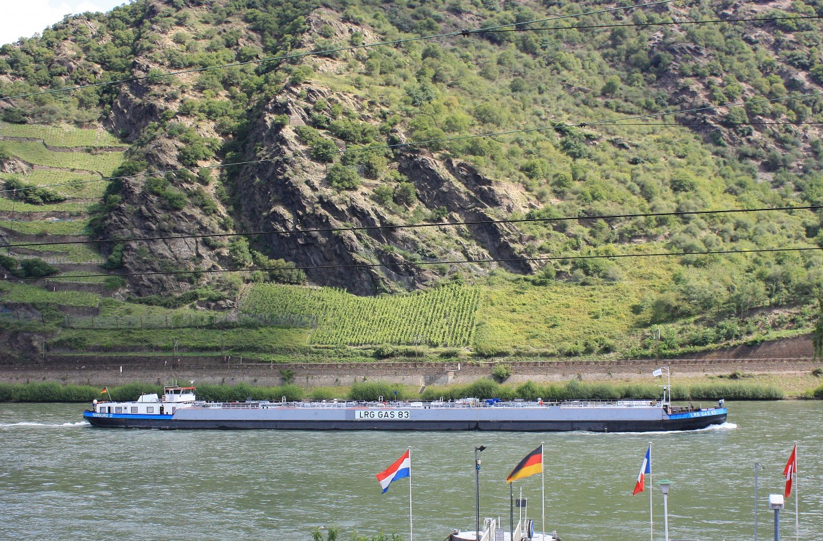 Tankschiff  LRG Gas 83  war am 21. August 2014 auf dem Rhein unterwegs.