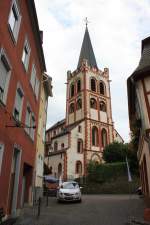 kloster-kirchen/366271/die-evangelische-kirche-st-peter-von Die evangelische Kirche 'St. Peter' von Bacharach aus dem 12. Jahrhundert. Aufgenommen am 22. August 2014.