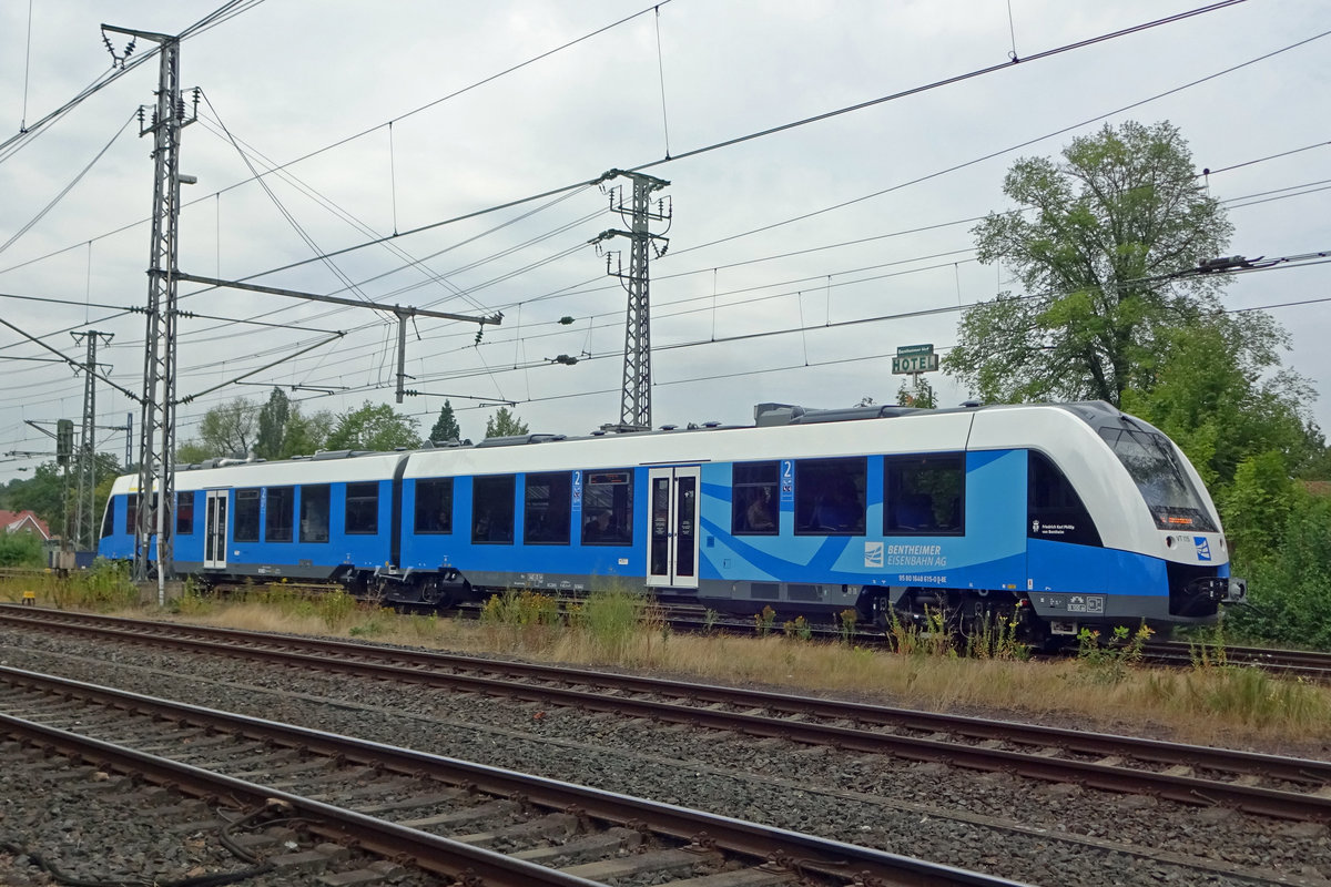 Bentheimer Eisenbahn VT115 verl�sst am 5 Augustus 2019 Bad Bentheim.