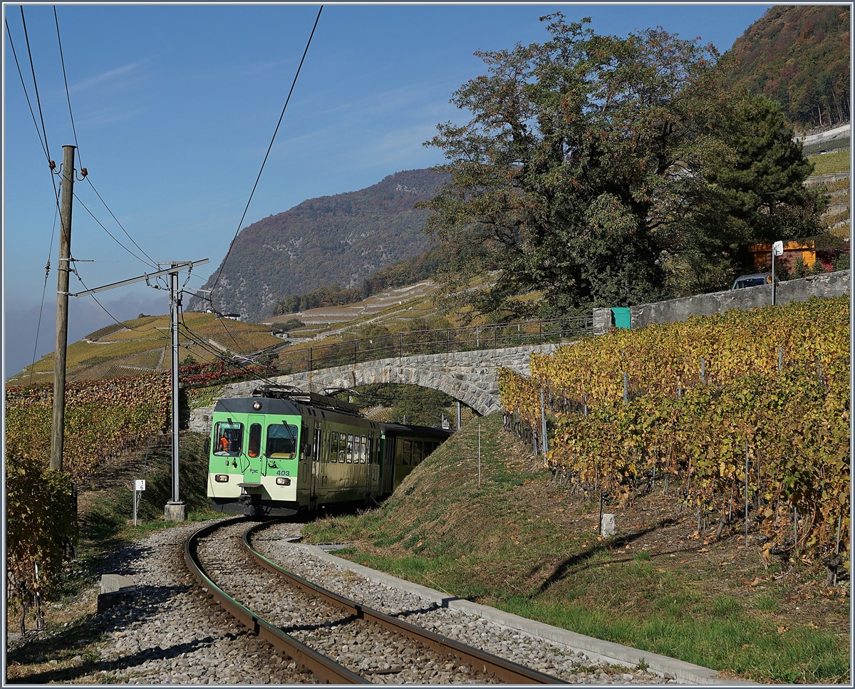 Der ASD BDe 4/4 403 in den Weinbergen von Aigle.

26. Okt. 2018