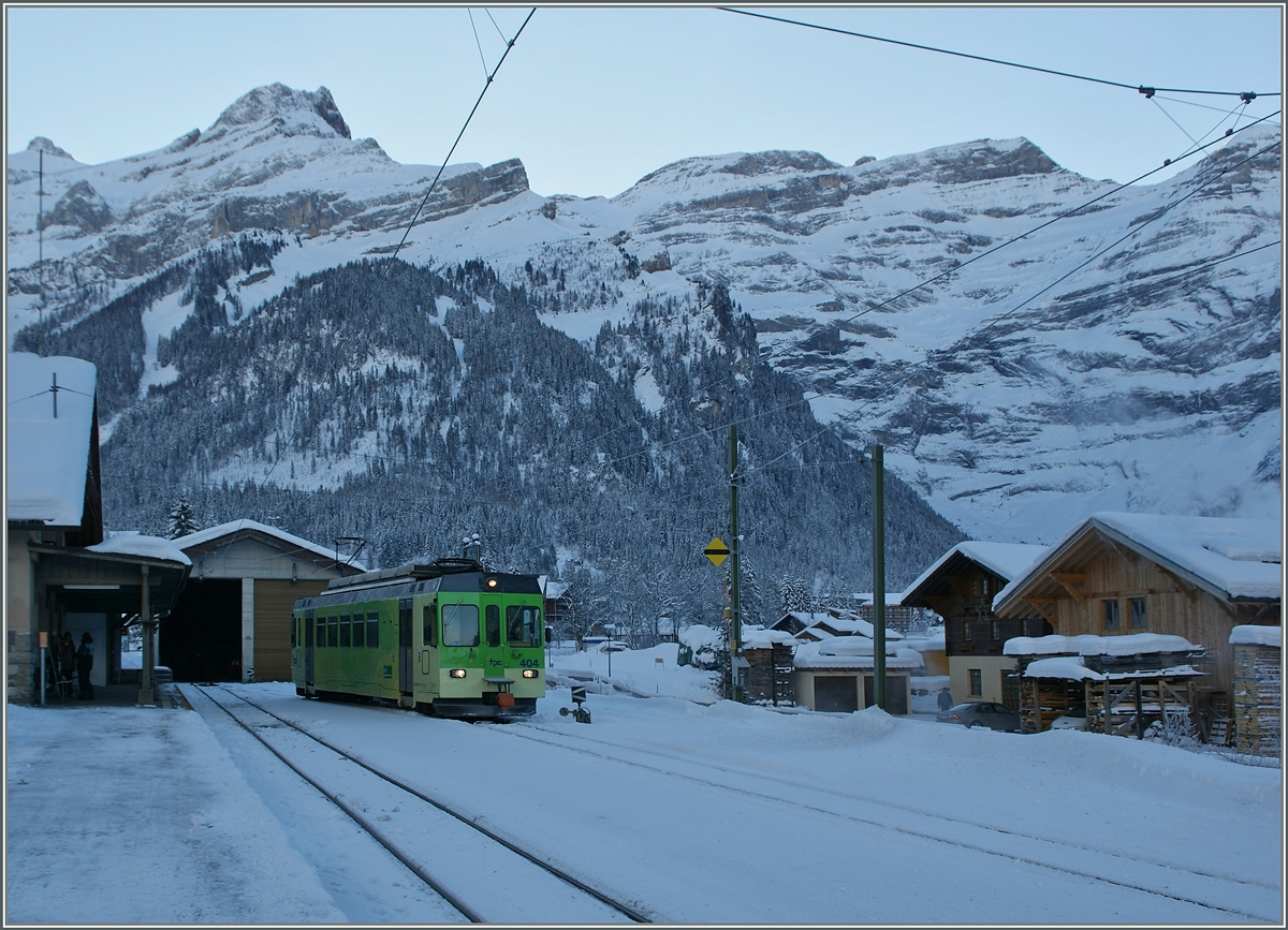 Der ASD BDe 4/4 404 in Les Diablerts.
25. Jan. 2014