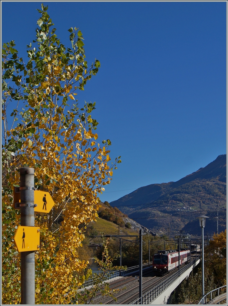 Ein  Walliser  Domino auf der Rohne Brücke bei Leuk.
26. Okt. 2015