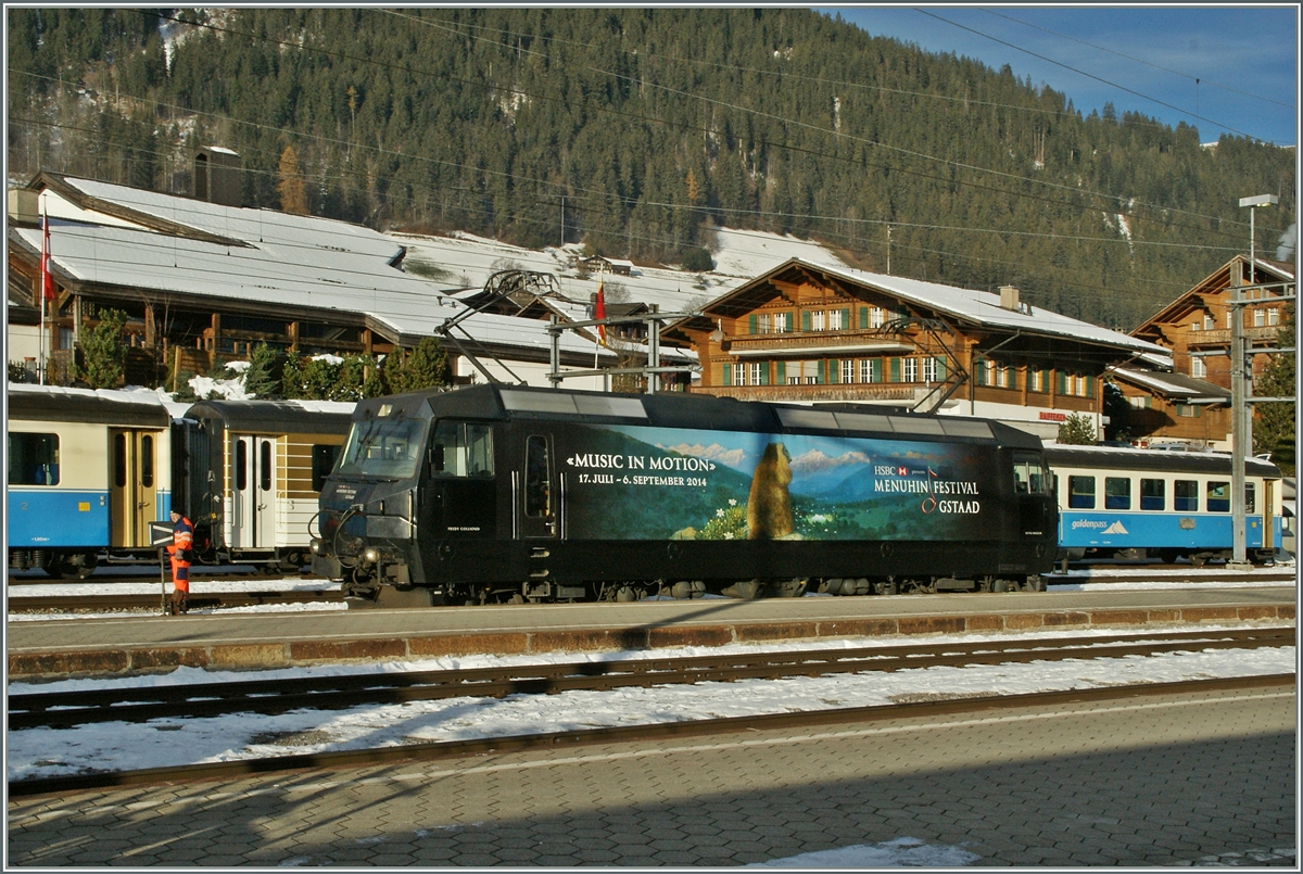 Eine MOB Ge 4/4 in Zweisimmen.
5. Dez. 2013