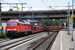 232 635-4 fuhr mit einen leeren autozug durch hh-harburg,02.08.19