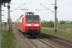 146 022 bei der Einfahrt in den Haltepunkt Z�beritz am 29.4.22