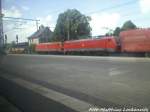 2x BR 189 mit einem G�terzug im Bahnhof Ludwigslust am 8.6.13