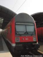 Steuerwagen mit ziel Gro�heringen im Bahnhof Halle (Saale) Hbf am 13.8.15