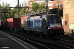 ES 64 U2-015 zog einen schachtelzug durch hh-harburg,datum 22.04.14