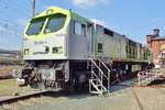 Eine der Austtellungsst�cke in Dresden-Altstadt war am 8 April 2018 CapTrain 250 006.