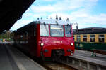 172 140 mit 172 141 mit ziel Lauterbach Mole im Bahnhof Putbus am 20.4.24