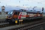 Am Abend von 4 April 2018 ruht sich HSL 187 501 in Angerm�nde.