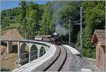 Die SEG G 2x 2/2 105 der Blonay Chamby Bahn erreicht auf ihrer Fahrt von Blonay nach Chaulin Vers chez Robert.