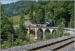 Das  Festival Suisse de la vapeur  (Schweizer Dampffestival 2025) Die Brücke über die Baye de Clarens ist saniert und die HG 3/4 N° der Blonay Chamby Bahn auf dem Weg mit ihrem Dampfzug
