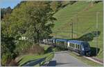 Der GoldenPass Express GPX 4065 ist bei Enge im Simmental auf der Fahrt von Interlaken nach Montreux.