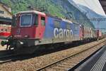 Am 6.Juni 2015 schiebt  421 374 ein KLV durch Erstfeld.