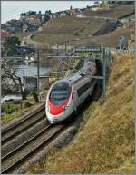 SBB ETR nach Milano kurz vor St-Saphorin und...